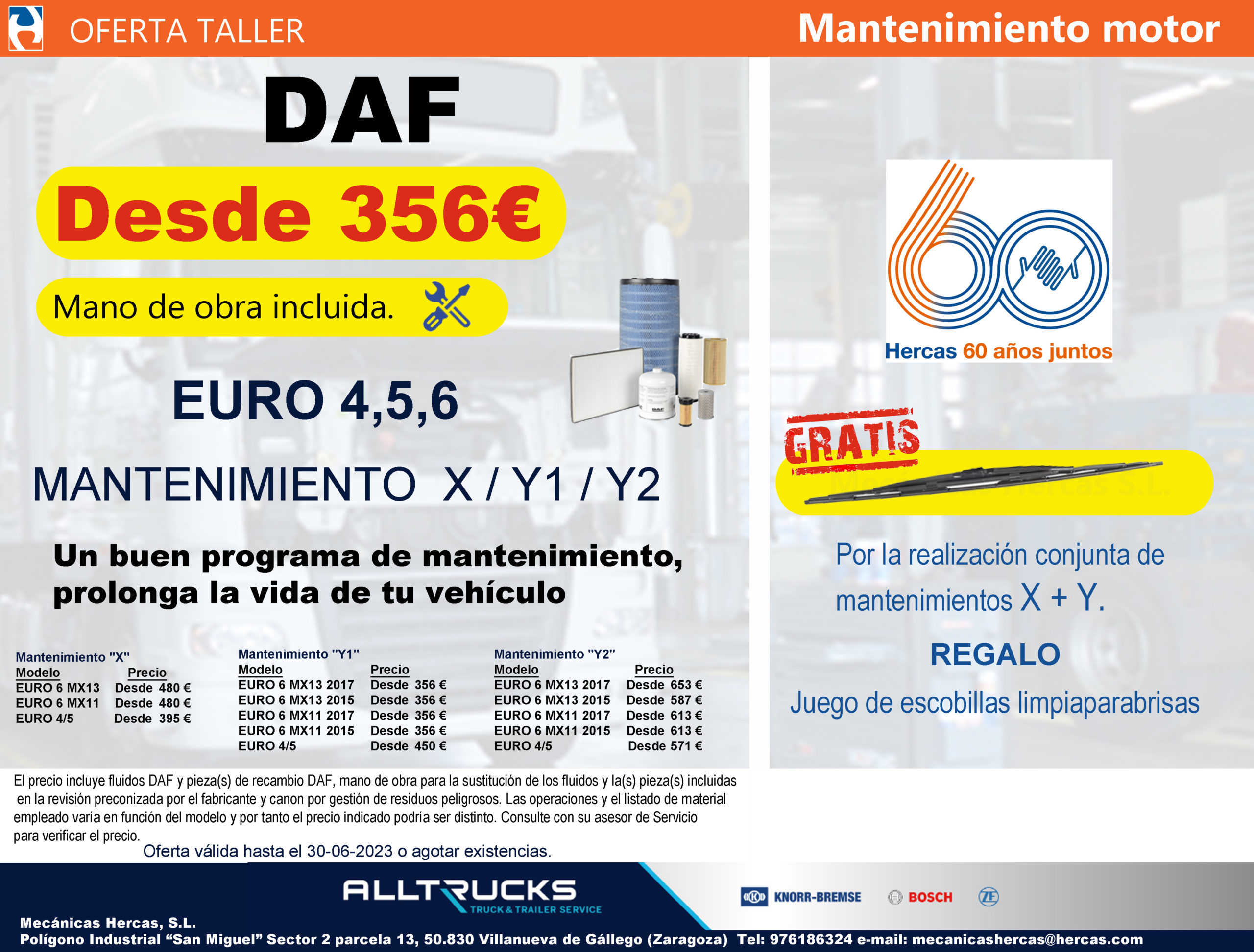 Oferta mantenimiento DAF con regalo 60 aniversario