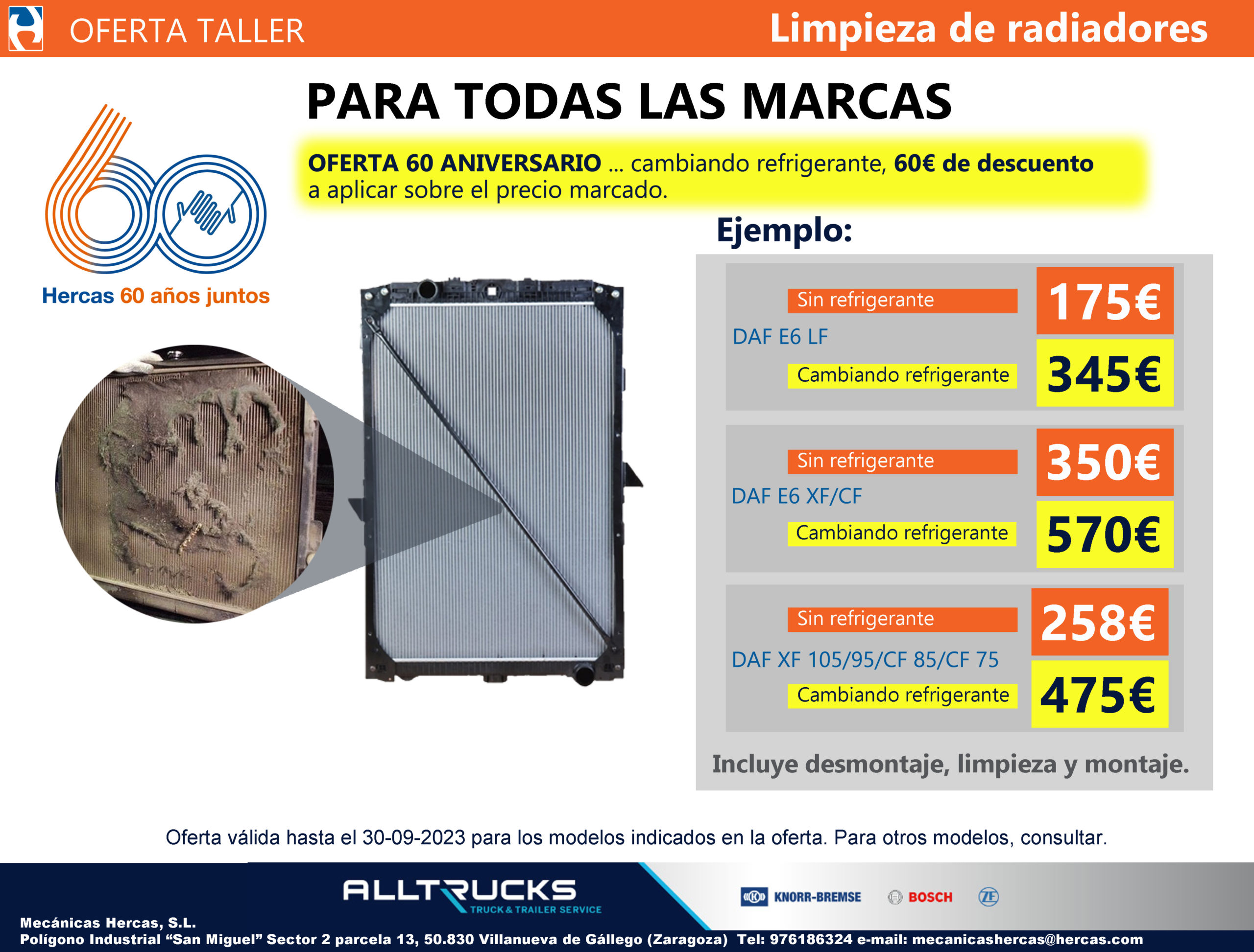 Promoción completa de limpieza radiadores camiones DAF