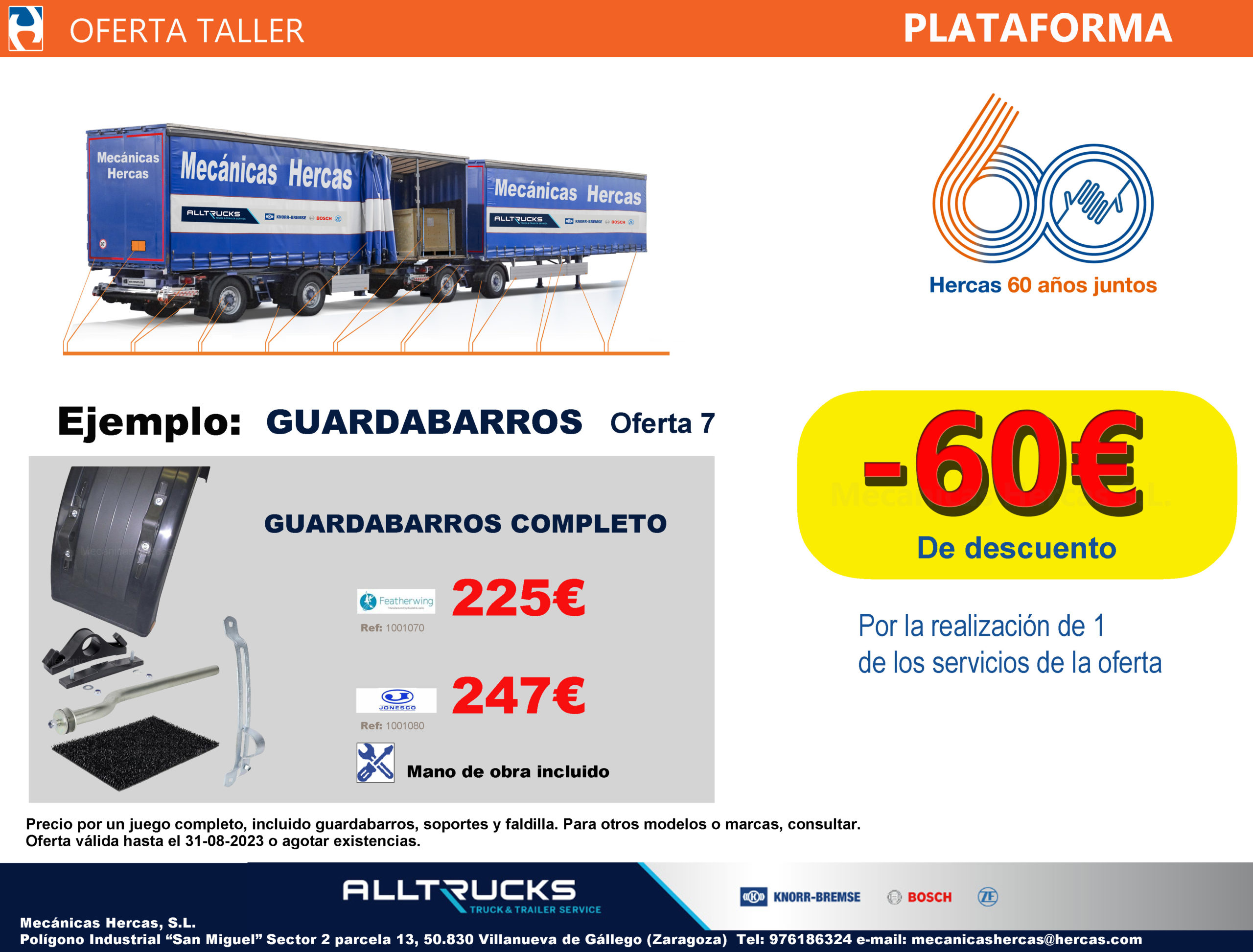 Oferta de guardabarros traseros de semirremolques