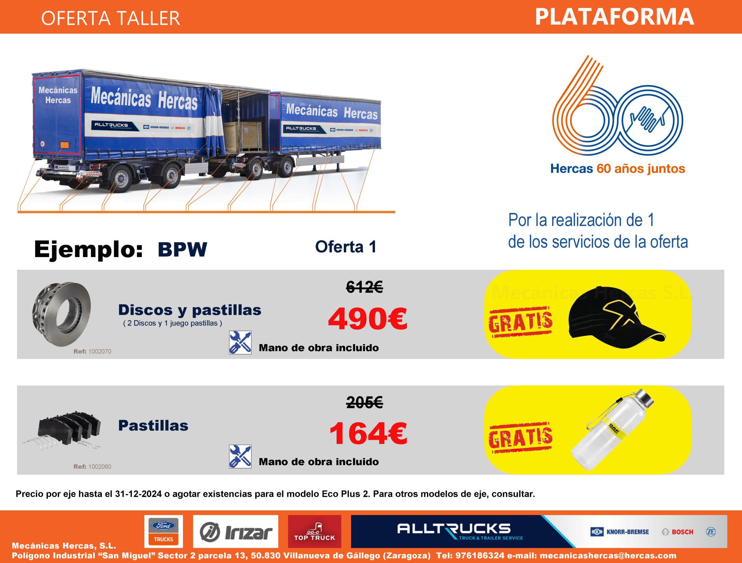 Promoción de pastillas y discos de freno para semirremolques