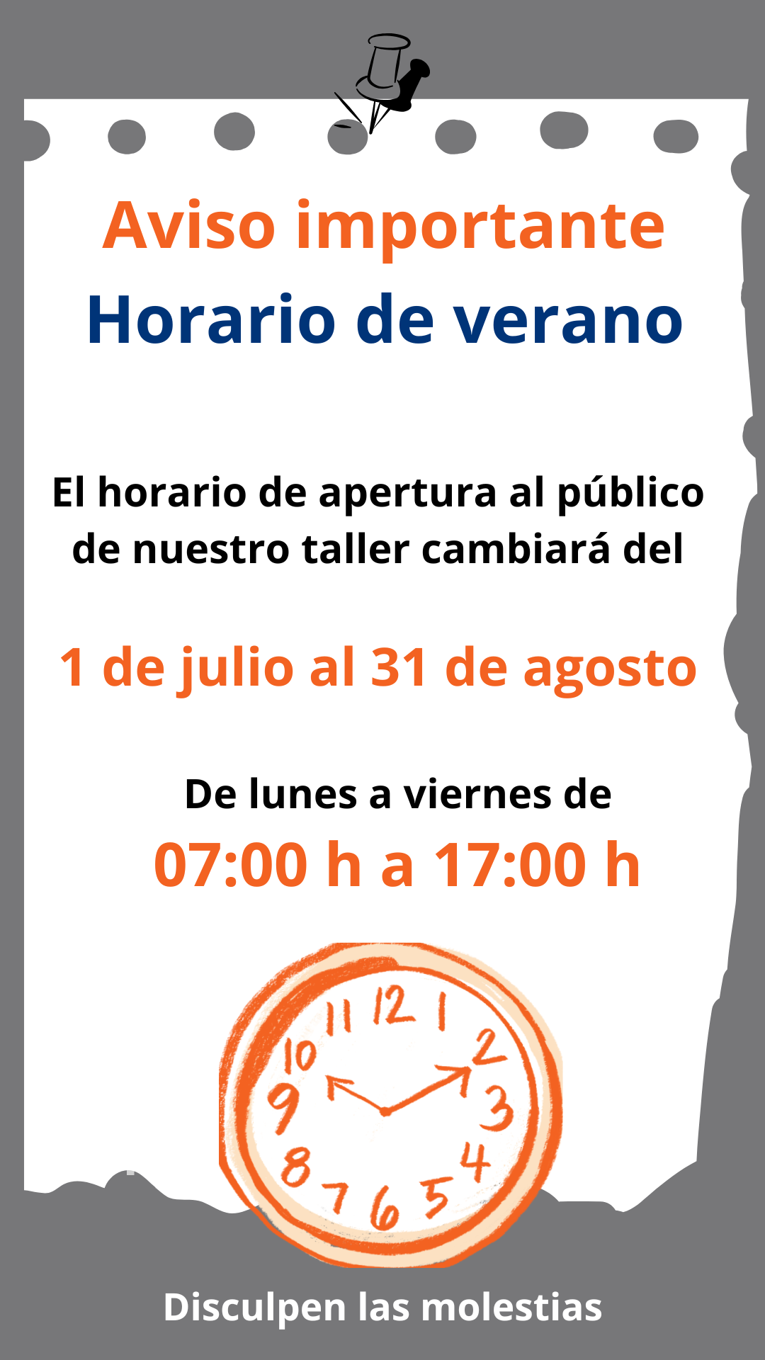 Horario de verano del servicio de taller en MECANICAS HERCAS